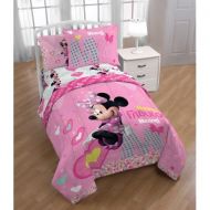 Disney Minnie Mouse 7-Piece Full Pink Hearts Comforter and Sheet Set Bedding Collection with Blankets, Pillowcases, Sham and Coloring and Activity Book, 2018