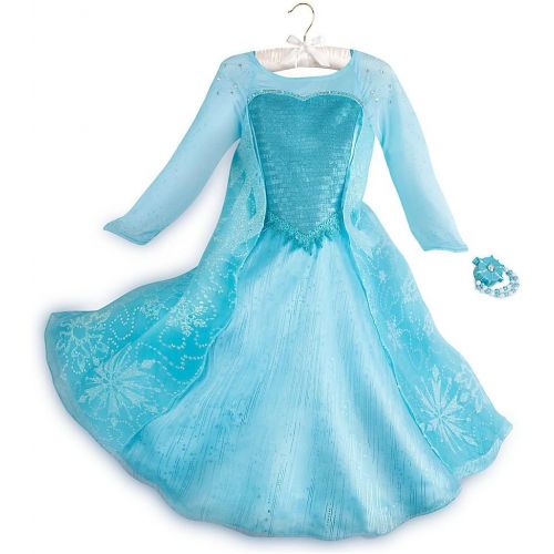 디즈니 Disney Frozen Elsa Deluxe Costume with Light-up Bracelet Size 78 Blue