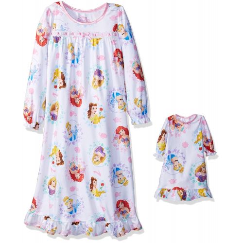 디즈니 Disney Girls Toddler Multi-Princess Nightgown with Matching Doll Gown