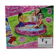 Disney Princess 37.5 Inch Round 2-Ring Inflatable Kiddie Pool with Easy Drain Plug includes Repair Kit