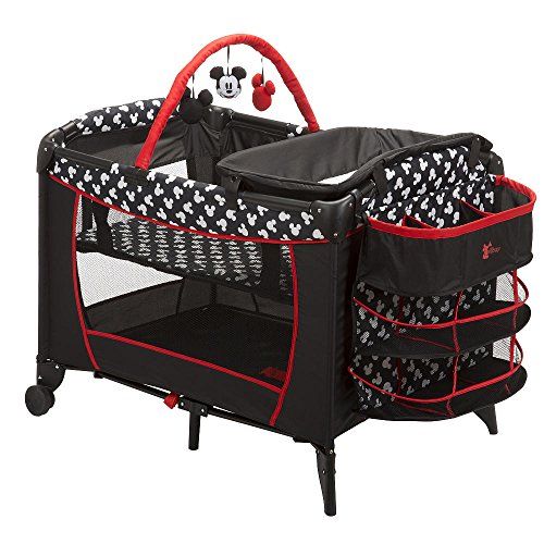 디즈니 Disney Baby Mickey Mouse Silhouette Play Yard Pack N Play Crib Bassinett Newborn