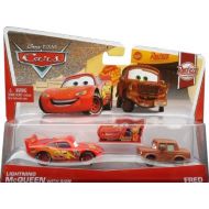 Disney Cars Toys Disney/Pixar Cars, Rust Eze Racing Die Cast, Lightning McQueen with Sign and Fred #5,6/8, 1:55 Scale