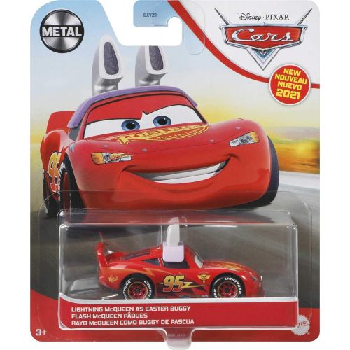  Disney Cars Toys Disney Cars and Pixar Cars Lightning McQueen as Easter Buggy, Miniature, Collectible Racecar Automobile Toys Based on Cars Movies, for Kids Age 3 and Older, Multicolor