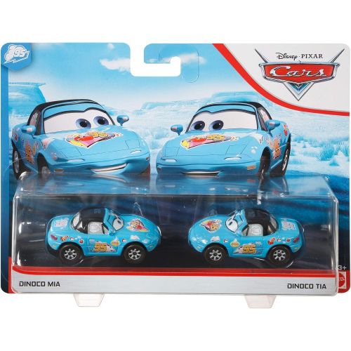  Disney Cars Toys Disney Pixar Cars 3 Dinoco Mia & Dinoco Tia 2 Pack, 1:55 Scale Die Cast Fan Favorite Character Vehicles for Racing and Storytelling Fun, Gift for Kids Age 3 and Older