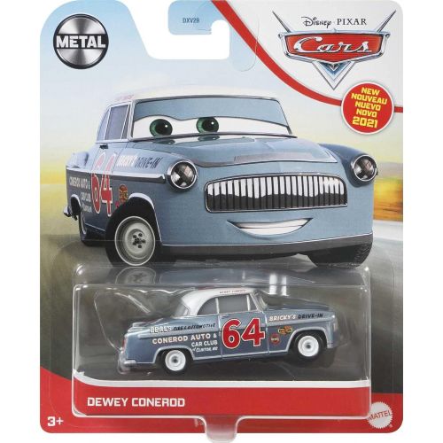  Disney Cars Toys and Pixar Cars Dewey Conerod, Miniature, Collectible Racecar Automobile Toys Based on Cars Movies, for Kids Age 3 and Older,Multicolor