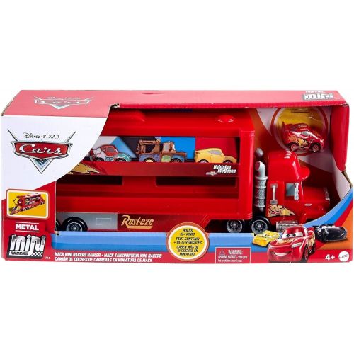  Disney Cars Toys Disney Pixar Cars Disney Pixar Cars Minis Transporter with Vehicle, Kids Birthday Gift for Ages 4 Years and Older