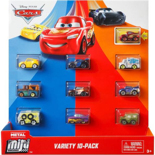  Disney Cars Toys Disney PIXAR Cars: Micro Racers Vehicle, 10 Pack [Amazon Exclusive], Multicolored