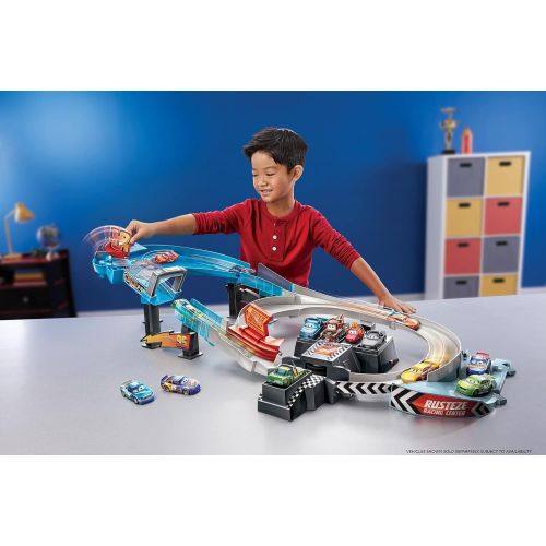  Disney Cars Toys Disney Pixar Cars Rust Eze Double Circuit Speedway Playset Test Track Set For Drift, Race and Crash Competitions, With Lightning McQueen Vehicle, Kids Birthday Gift For Ages 4 Year