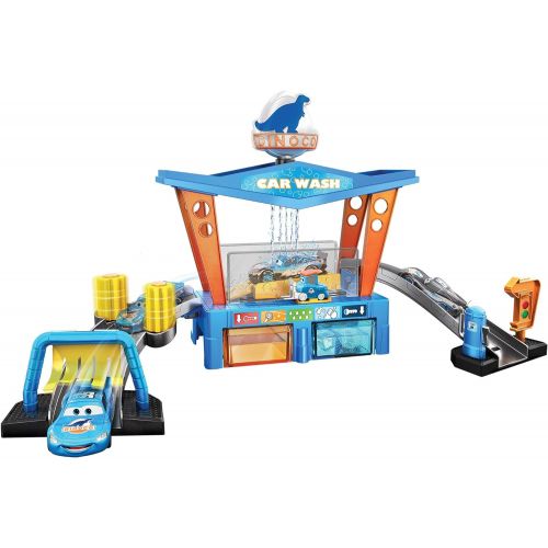  Disney Cars Toys Disney Pixar Cars Color Change Dinoco Car Wash Playset with Pitty and Exclusive Lightning McQueen Vehicle, Interactive Water Play Toy for Kids Age 4 Years and Older