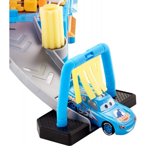  Disney Cars Toys Disney Pixar Cars Color Change Dinoco Car Wash Playset with Pitty and Exclusive Lightning McQueen Vehicle, Interactive Water Play Toy for Kids Age 4 Years and Older