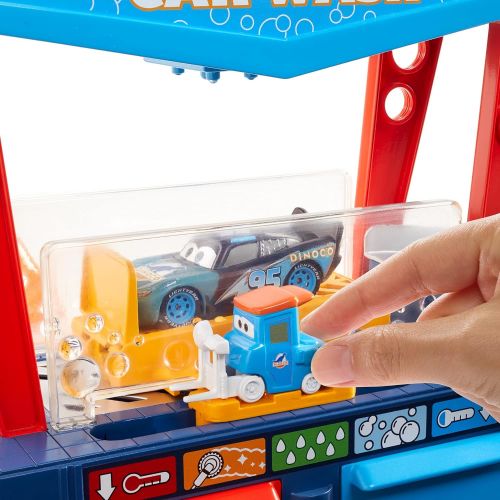  Disney Cars Toys Disney Pixar Cars Color Change Dinoco Car Wash Playset with Pitty and Exclusive Lightning McQueen Vehicle, Interactive Water Play Toy for Kids Age 4 Years and Older