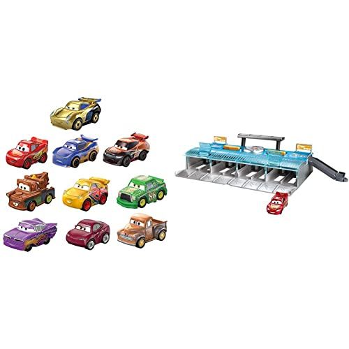  Disney Cars Toys Disney and Pixar Cars Mini Racers Derby Racers Series 10-Pack, Small Metal Movie Vehicles for Competition and Story Play, Wide Character Variety, Authentic Details & Ultimate Launc