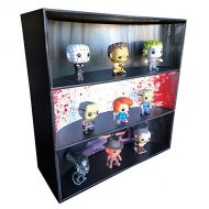 Display Geek, Inc. 1 Display Geek Stackable Toy Shelf for 4 in. Vinyl Collectibles with 3 Backdrop Inserts, Black Corrugated Cardboard