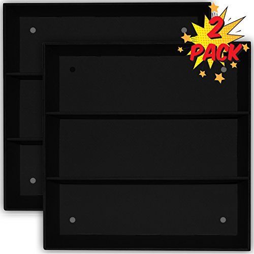  2 Pack, Display Geek Exclusive Stackable Toy Shelves for 4 in. Vinyl Collectible Figures, Black Corrugated Cardboard by Display Geek, Inc.