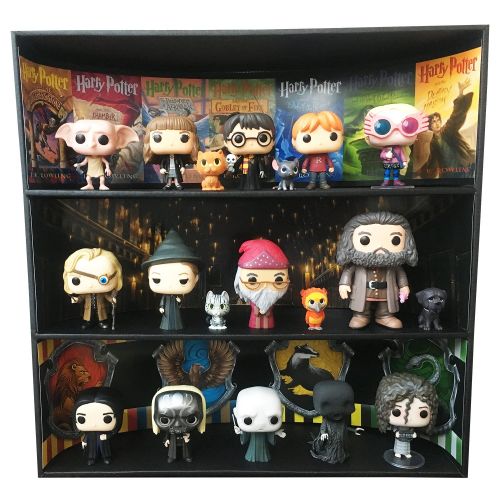  Display Geek, Inc. 1 Display Geek Stackable Toy Shelf for 4 in. Vinyl Collectibles with 3 Backdrop Inserts, Black Corrugated Cardboard