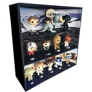 Display Geek, Inc. 1 Display Geek Stackable Toy Shelf for 4 in. Vinyl Collectibles with 3 Backdrop Inserts, Black Corrugated Cardboard