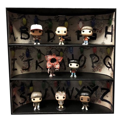  Display Geek, Inc. 1 Display Geek Exclusive Stackable Toy Shelf for 4 in. Vinyl Collectibles with 3 Backdrop Inserts, Black Corrugated Cardboard