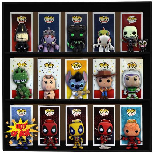  Display Geek, Inc. 1 Display Geek Exclusive Stackable Toy Shelf for 4 in. Vinyl Collectibles with 3 Backdrop Inserts, Black Corrugated Cardboard