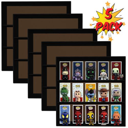  Display Geek, Inc. 5 Pack, Display Geek Exclusive Stackable Toy Shelves for 4 in. Vinyl Collectible Figures, Black Corrugated Cardboard