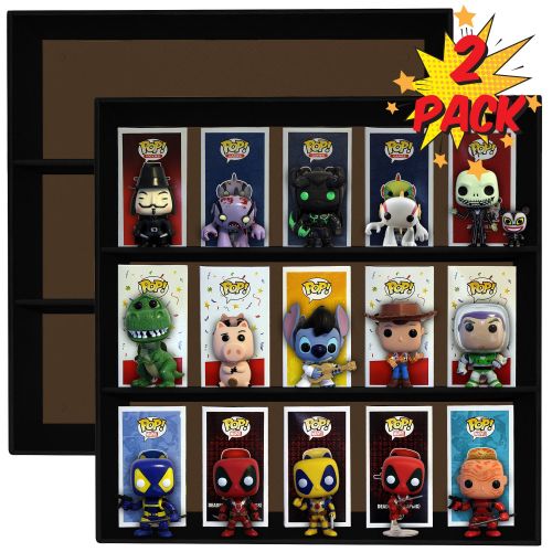  Display Geek, Inc. 2 Pack, Display Geek Exclusive Stackable Toy Shelves for 4 in. Vinyl Collectible Figures, Black Corrugated Cardboard