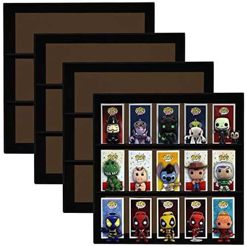  Display Geek, Inc. 4 Pack, Display Geek Exclusive Stackable Toy Shelves for 4 in. Funko Pop Vinyl Collectible Figures, Black Corrugated Cardboard