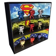 Themed Display Geek Stackable Toy Shelf for 4 in. Vinyl Collectibles with 3 Backdrop Inserts, Black Corrugated Cardboard