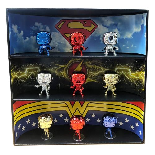  Themed Display Geek Stackable Toy Shelf for 4 in. Vinyl Collectibles with 3 Backdrop Inserts, Black Corrugated Cardboard