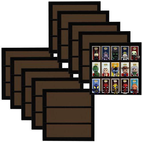  10 Pack Display Geek Stackable Toy Shelves for 4 in. Vinyl Collectible Figures, Black Corrugated Cardboard