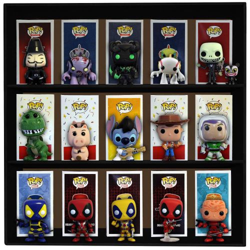  10 Pack Display Geek Stackable Toy Shelves for 4 in. Vinyl Collectible Figures, Black Corrugated Cardboard