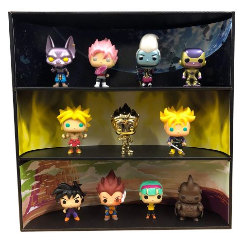  Themed Display Geek Stackable Toy Shelf for 4 in. Vinyl Collectibles with 3 Backdrop Inserts, Black Corrugated Cardboard