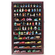 DisplayGifts Minifigures Miniature Figures Display Case Wall Curio Cabinet (Mahogany Finish)
