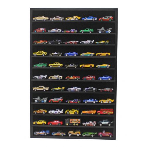  DisplayGifts Hot Wheels Matchbox 164 Scale Model Cars Display Case Cabinet - NO Door (Black) HW10-BL