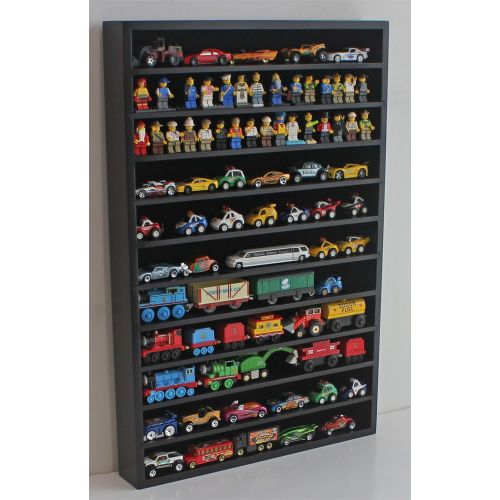  DisplayGifts Hot Wheels Matchbox 164 Scale Model Cars Display Case Cabinet - NO Door (Black) HW10-BL