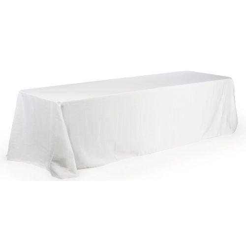  Displays2go Polyester Tablecloth Cover for 8-Feet Rectangular Table, 90 by 156-Inch, White, Set of 5