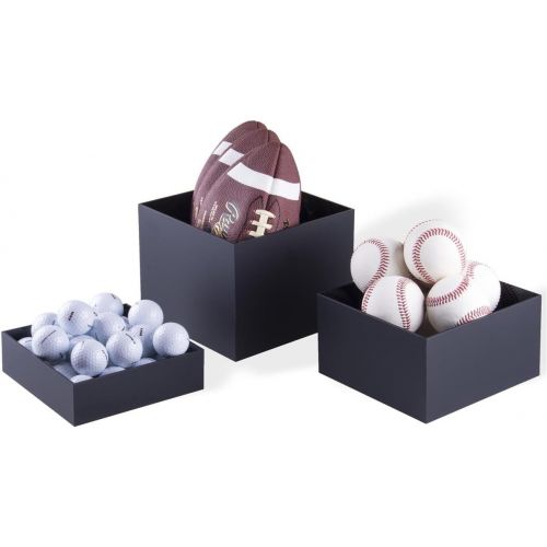  Displays2go Stacking Display Cubes Nesting with 1 Large, 1 Medium, 1 Small Stand (Set of 3), Frosted White