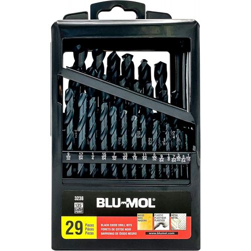  Disston E0102600 Blu-Mol Oxide Drill Bit Sets, Metal index case, Black, 29-Piece