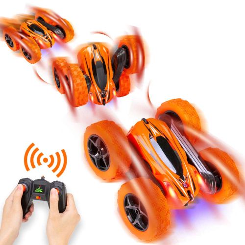  Distianert 4WD Stunt Car High Speed Off Road 2.4G Remote Control Truck LED Headlights Electric Race Double Sided Car Tank Vehicle 360° Spins