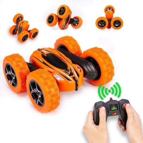  Distianert 4WD Stunt Car High Speed Off Road 2.4G Remote Control Truck LED Headlights Electric Race Double Sided Car Tank Vehicle 360° Spins