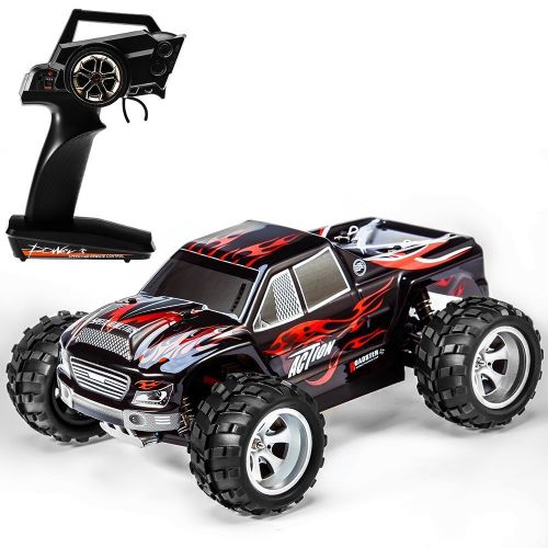  Distianert 1:18 Scale Electric RC Car Off Road 4WD High Speed 2.4Ghz Radio Control Monster Truck Rock Off-Road Vehicle Buggy Hobby with with 2 Rechargeable Batteries