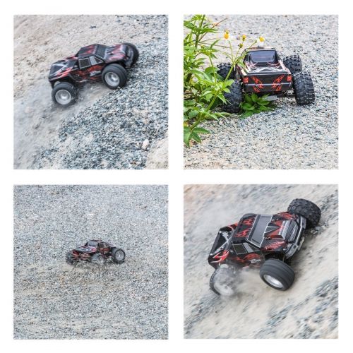  Distianert 1:18 Scale Electric RC Car Off Road 4WD High Speed 2.4Ghz Radio Control Monster Truck Rock Off-Road Vehicle Buggy Hobby with with 2 Rechargeable Batteries