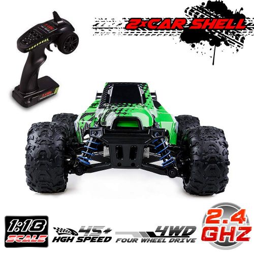  Distianert RC Truck 1/18 Scale Flexible 4WD RC Car for Kids & Adults, 2.4Ghz Radio Controlled Off-Road Electronic Monster Truck R/C RTR Hobby Grade 45km/H High Speed(with an Extra