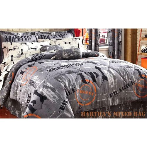  District Warehouse Men/Teen/Boys Dorm WAREHOUSE DISTRICT SIGNS Gray Urban Bedding Comforter Bed in a Bag Set (6pc TWIN SIZE (Bed In A Bag))