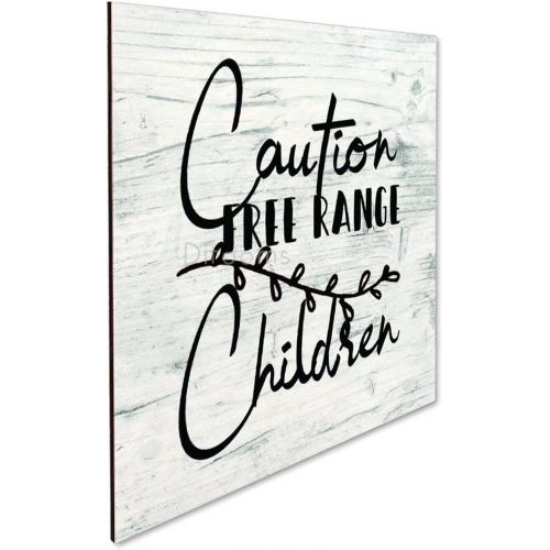  Ditooms Caution Free Range Children Wood Framed Sign Wall Hanging Signs, Farmhouse Family Wall Art Sign for Home Decor, Living Room and Kitchen, 12x12inch