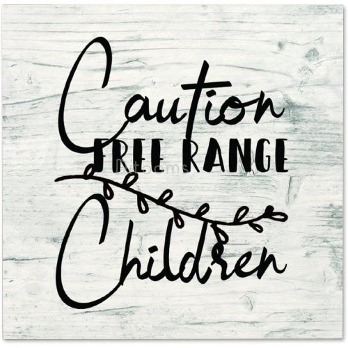  Ditooms Caution Free Range Children Wood Framed Sign Wall Hanging Signs, Farmhouse Family Wall Art Sign for Home Decor, Living Room and Kitchen, 12x12inch