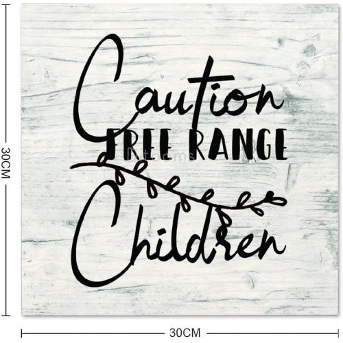  Ditooms Caution Free Range Children Wood Framed Sign Wall Hanging Signs, Farmhouse Family Wall Art Sign for Home Decor, Living Room and Kitchen, 12x12inch