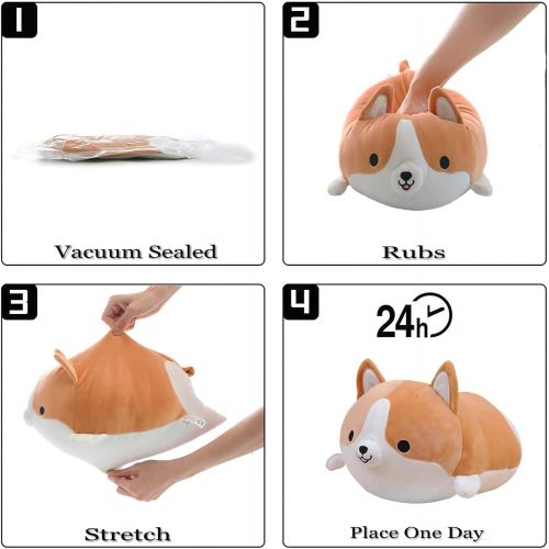  [아마존베스트]Ditucu Corgi Stuffed Animal Toy - Cute Shiba Inu & Akita Dog Plush Pillow, Plush Toy Best Gifts for Girl and Boy, Can Be Used for Bed and Sofa Chair （Corgi, Brown Round Eye, 11.8）