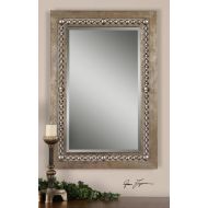 Diva At Home 49 Silver Rectangular Jeweled and Distressed Hanging Wall Mirror