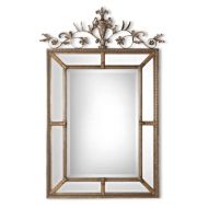 Diva At Home 63 Antiqued Silver & Gold Leaf Wood Framed Beveled Rectangular Wall Mirror