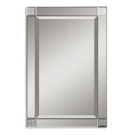 Diva At Home 31 Floral Etched Unframed Beveled Rectangular Wall Mirror