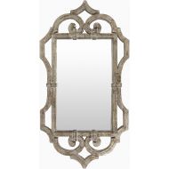 Diva At Home 39.5 Brown and White Antique Style Distressed Wood Finish Wall Mirror